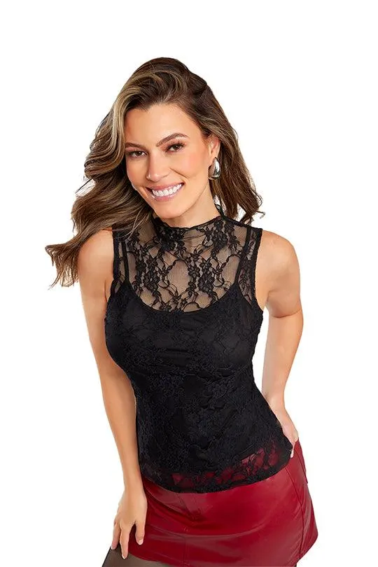 BLUSA NEGRO DE ENCAJE 90139