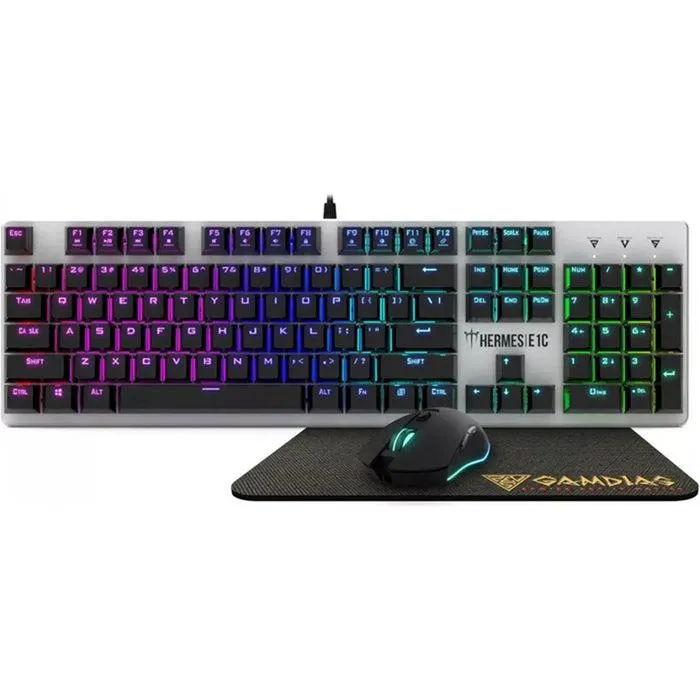 Kit Gamer 3 en 1 GAMDIAS HERMES E1C Teclado Switch Brown Mouse 3200DPI Mouse Pad