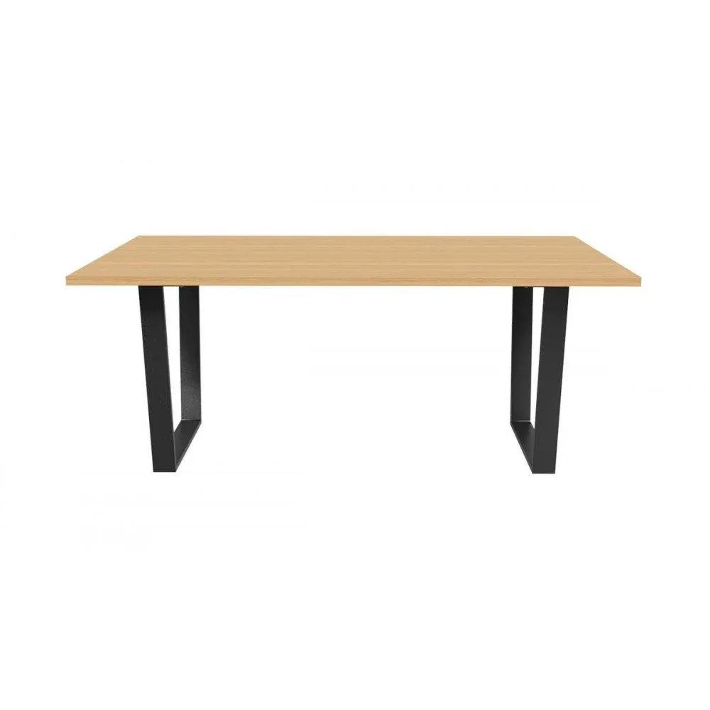 Nayade - Mesa de comedor estilo industrial con base de metal y encino tono natural