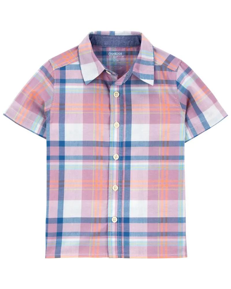 Camisa De Manga Corta A Cuadros Con Botones Oshkosh B'Gosh