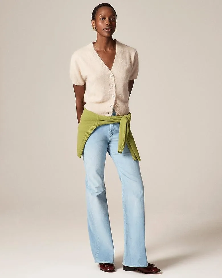 Brushed cashmere short-sleeve cardigan