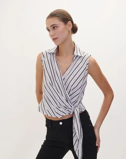Blusa Envolvente A Rayas Sin Mangas