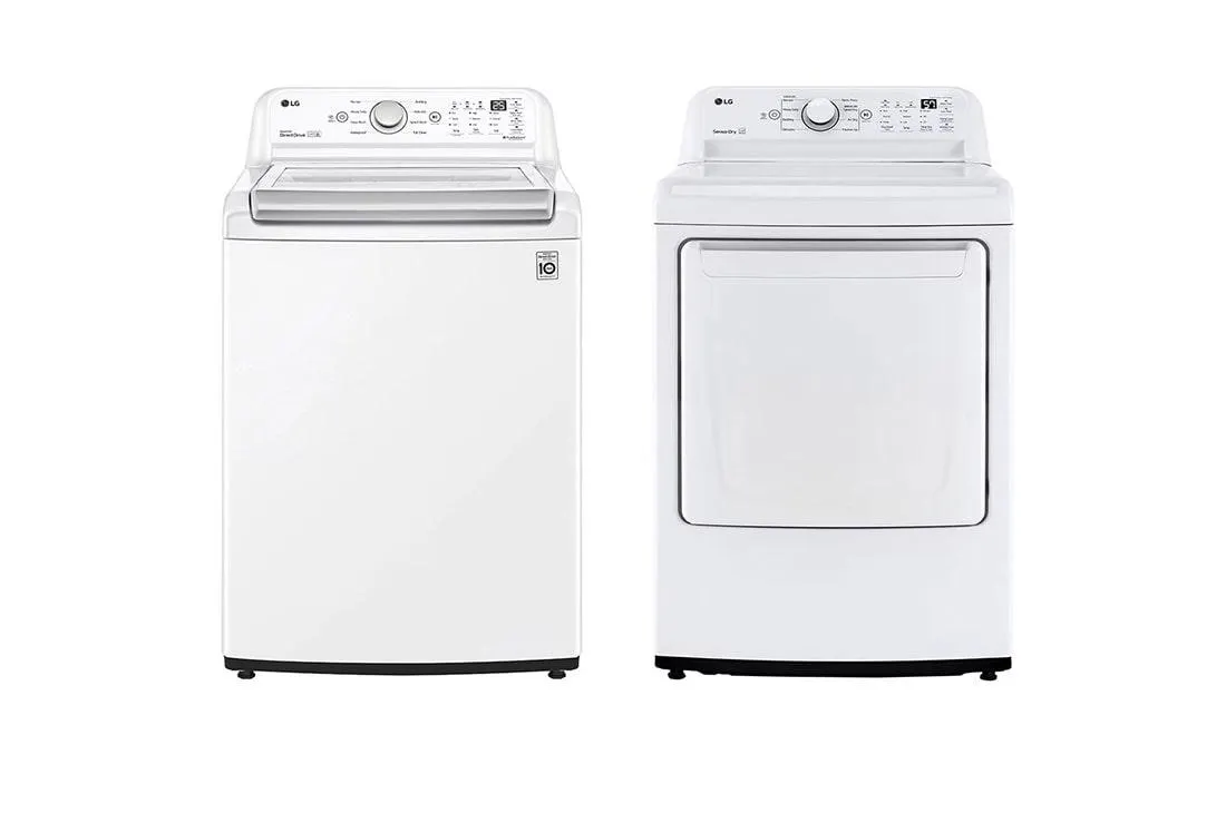 Lavadora LG Carga Superior Inverter DD con sistema 6 Motion DD 25 Kg - Blanco + Secadora de gas LG con Sensor de secado Sensor Dry y SmartDiagnosis™, 25 Kg - Color blanco