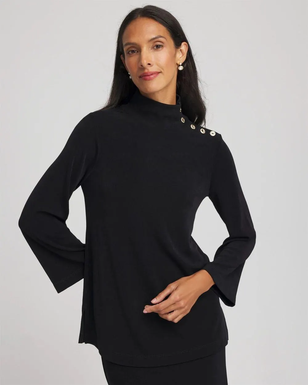 Travelers ™ Button Mockneck Top