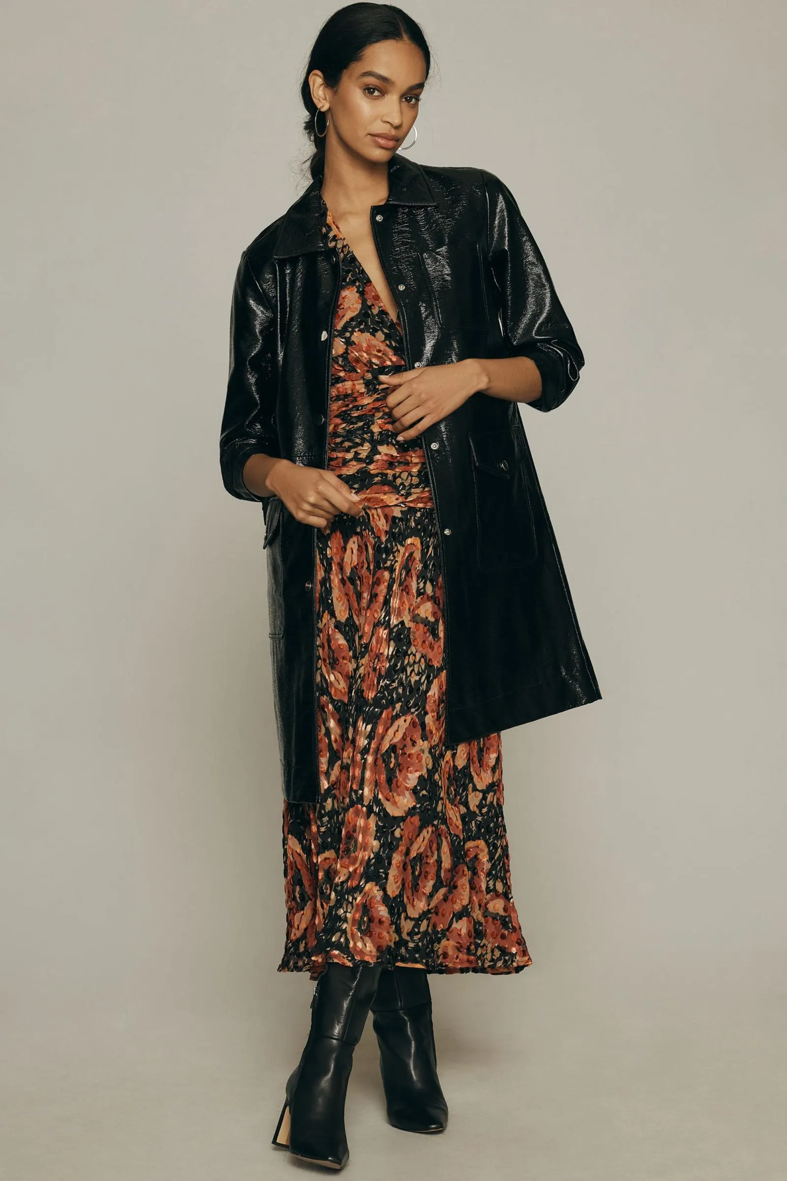 Maeve Crinkled Faux Leather Car Coat