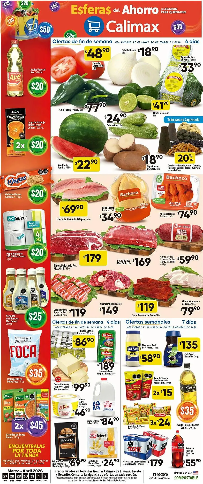 Catálogo de Folleto Calimax 27 de marzo al 30 de marzo 2026 - Pagina 1