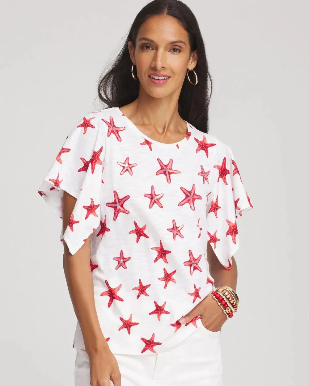 Starfish Handkerchief-Sleeve Slub Tee