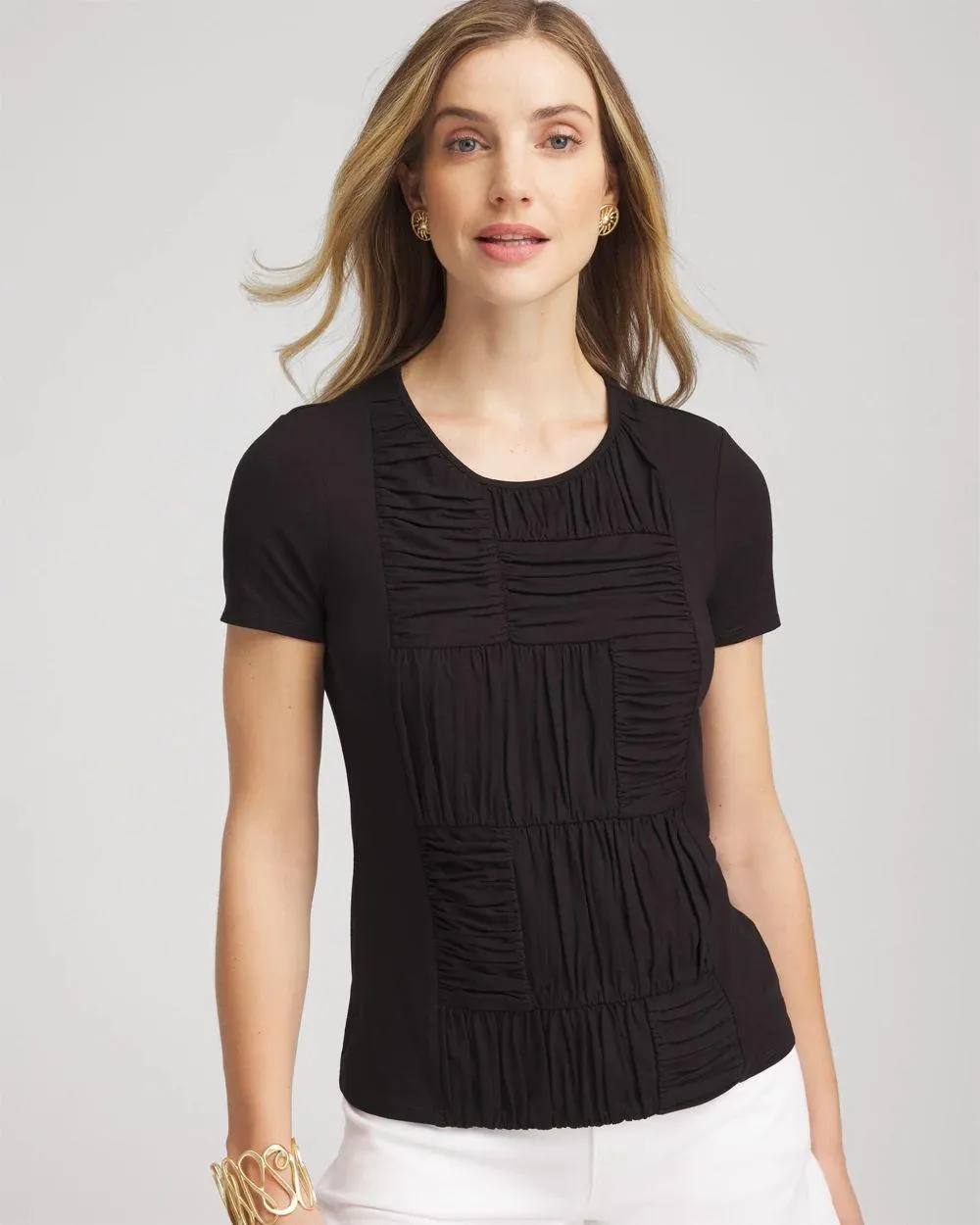 Jersey Knit Ruched Front Tee