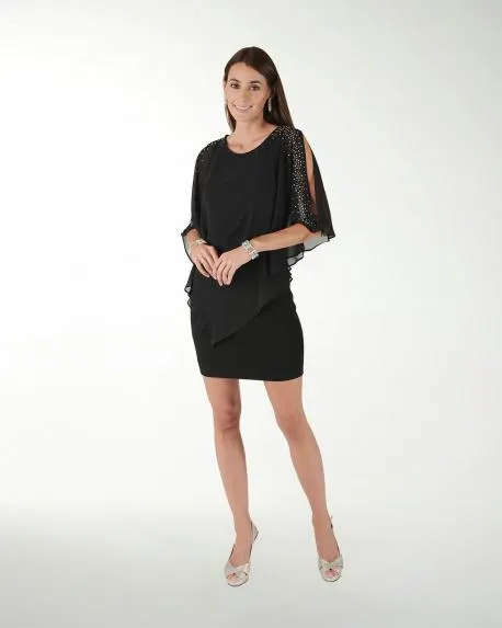 VESTIDO CC BRILLOS CON CAPA