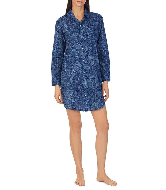 Camisa para Dormir a Rayas Manga Larga Mujer