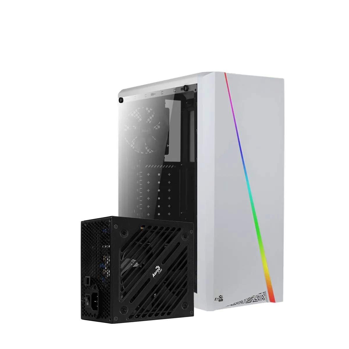 Gabinete Aerocool Cylon Argb M-Tower Atx Fuente De Poder 500W 80 Plus Bronze Blanco Kitaercylwht500W