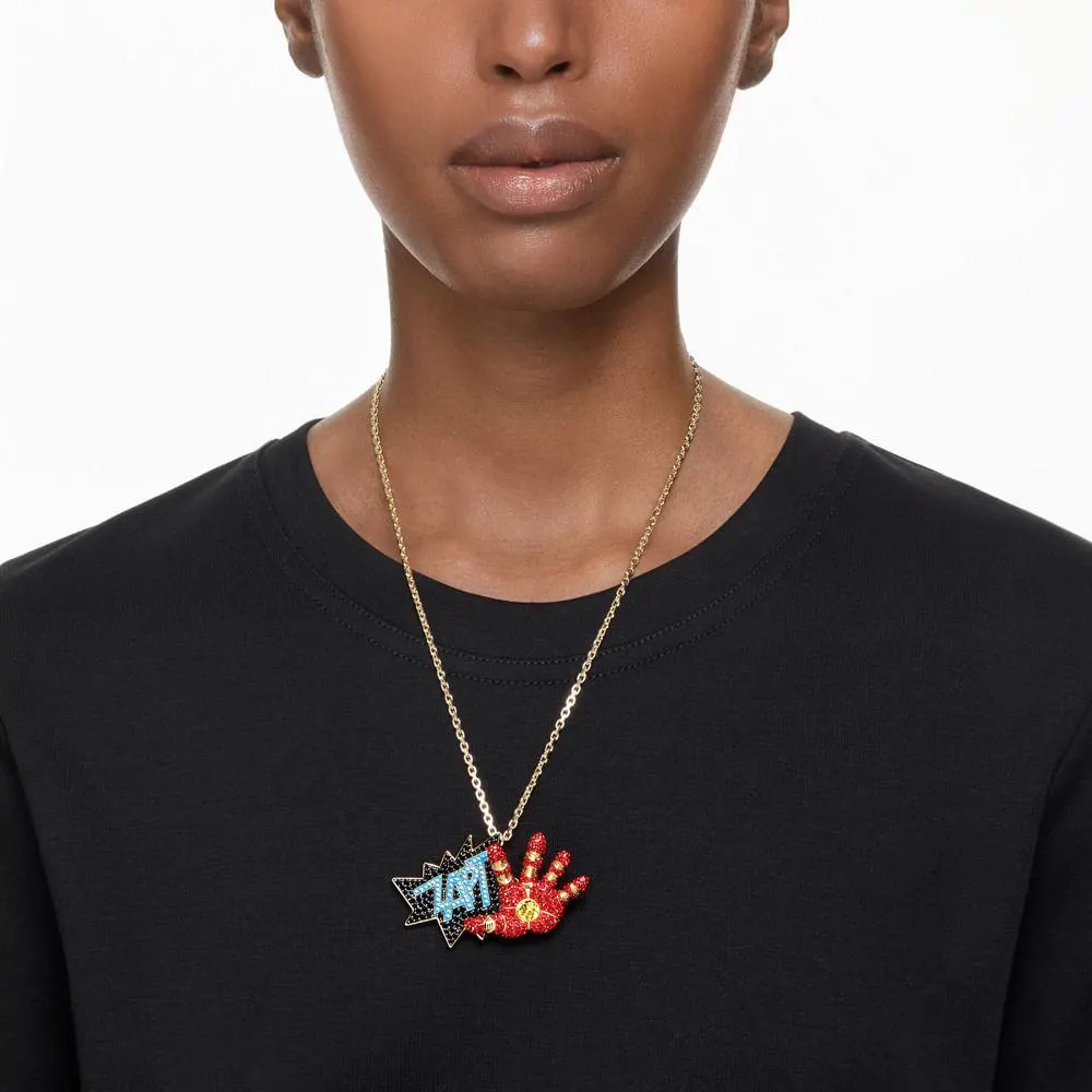 Colgante y broche Iron Man © MARVEL, Multicolor, Baño tono oro