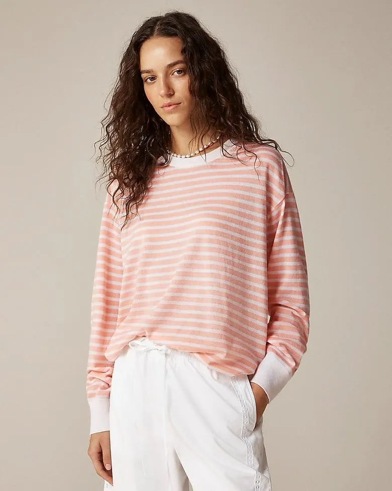 Featherweight cashmere long-sleeve T-shirt in stripe