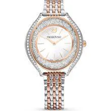 Reloj Crystalline Aura, Fabricado en Suiza, Brazalete de metal, Tono oro rosa, Combinación de acabados metálicos