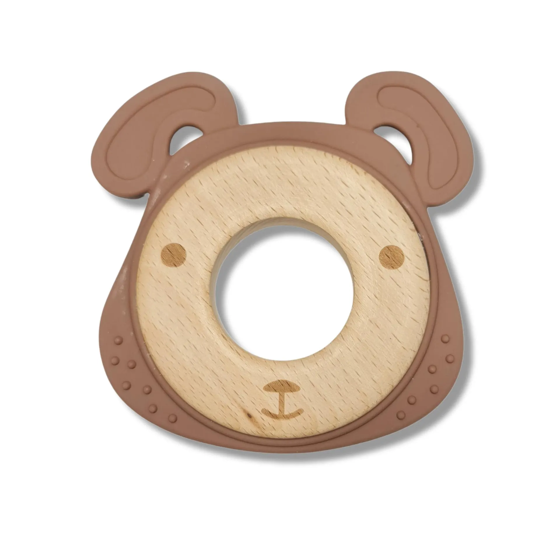 Mordedera oso silicón y madera