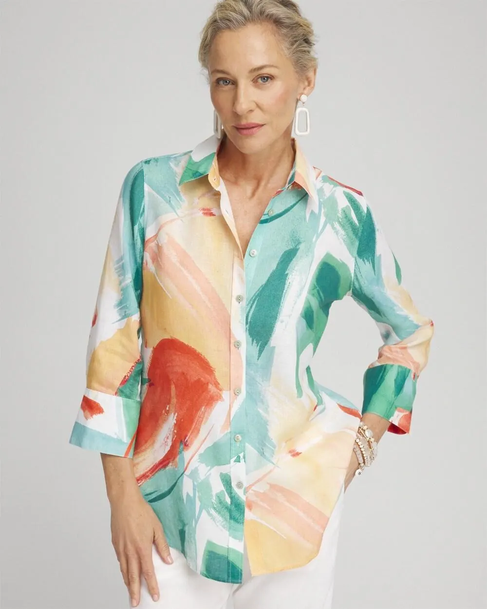 No Iron™ Linen Abstract Shirt