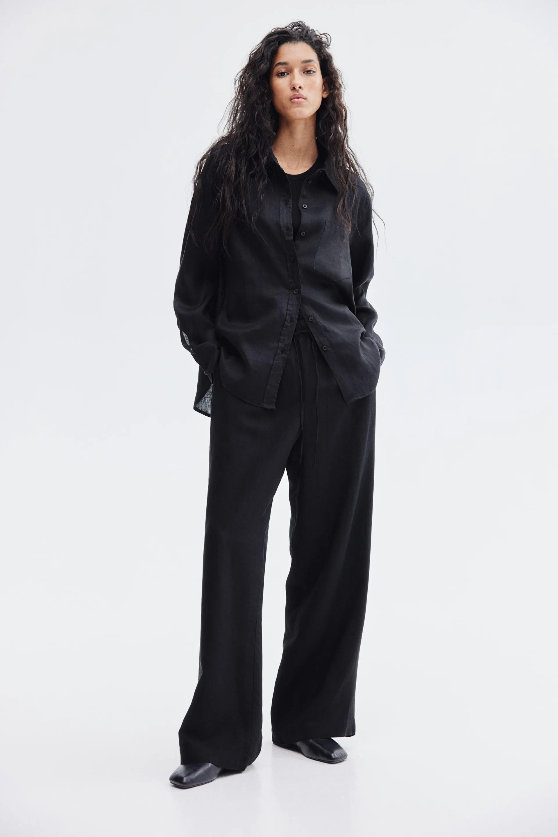 Linen-blend trousers