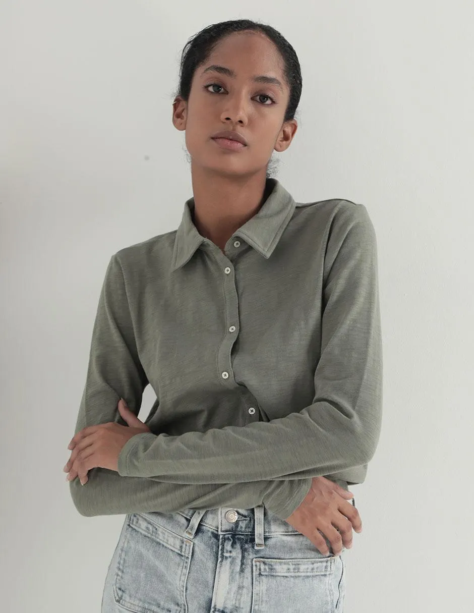 Camisa de algodón manga larga para mujer