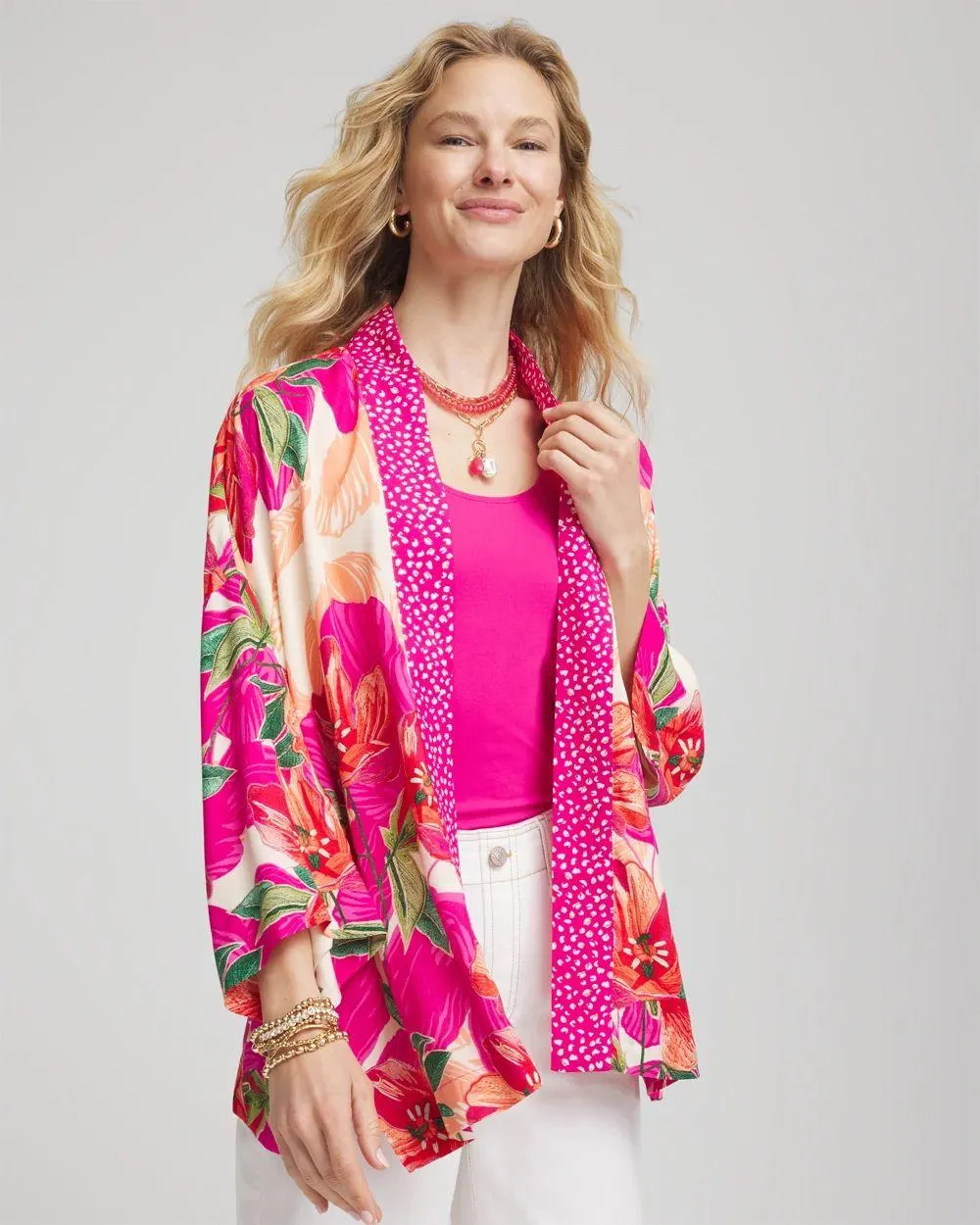 Tropical Floral Short Kimono
