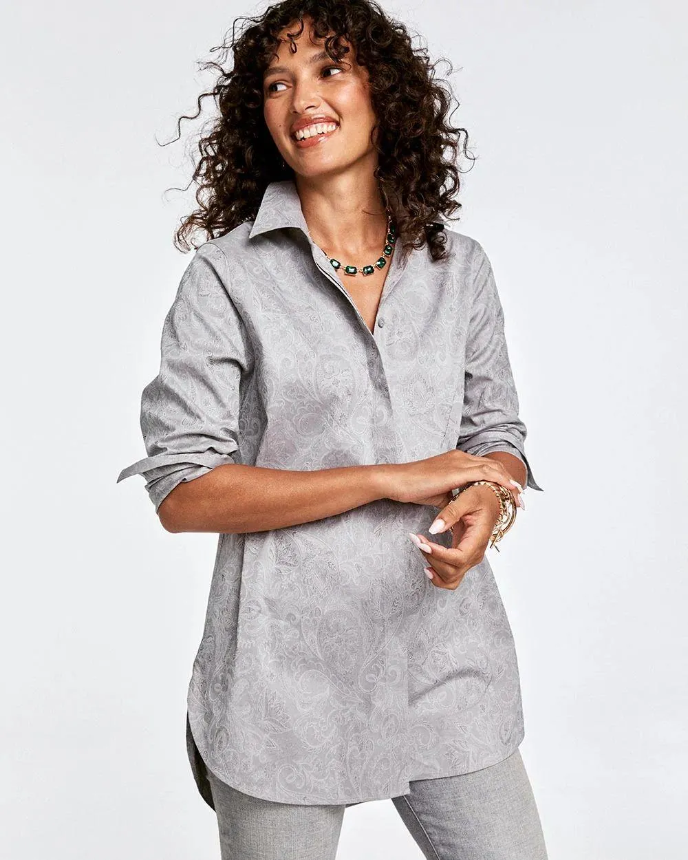 No Iron ™ Lace Jacquard Stretch Tunic