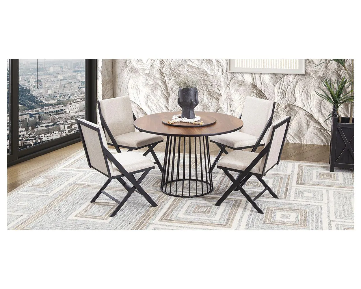 Comedor Redondo Tammy Beige 5 Piezas