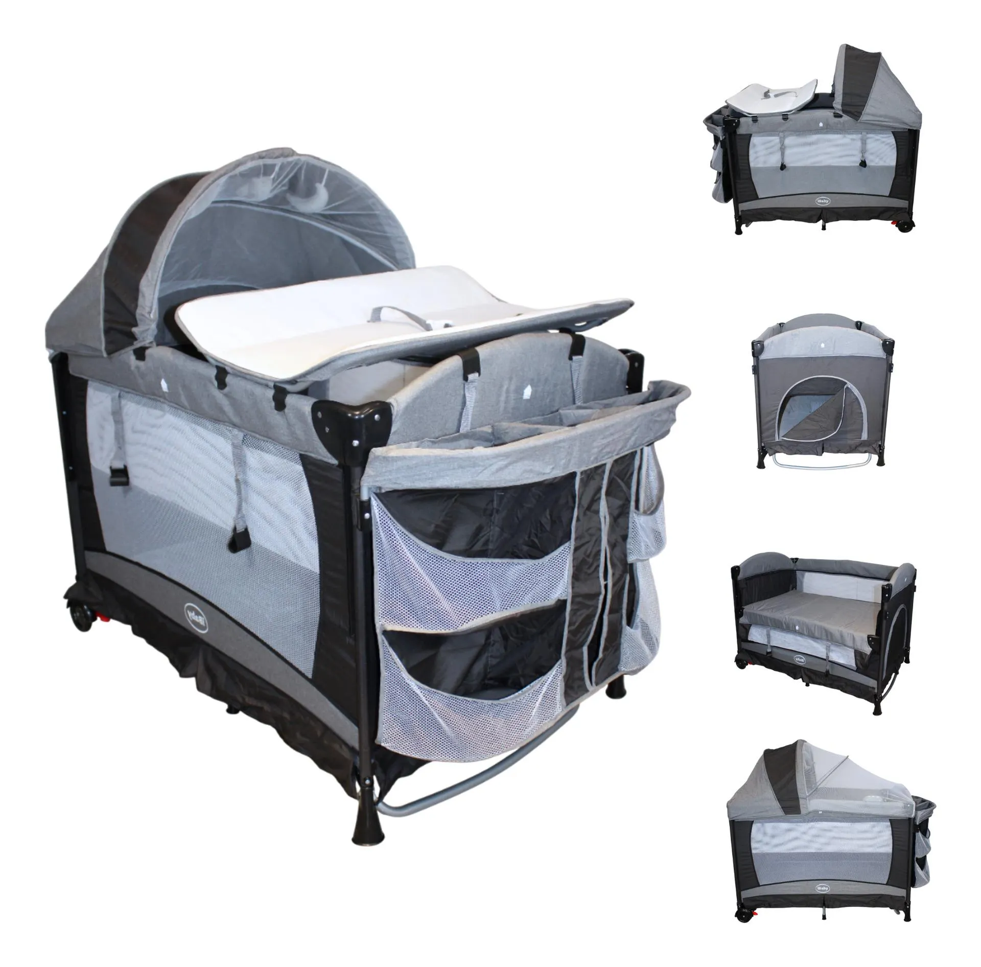 Cuna Corral Colecho Dolche 4 en 1 Gris