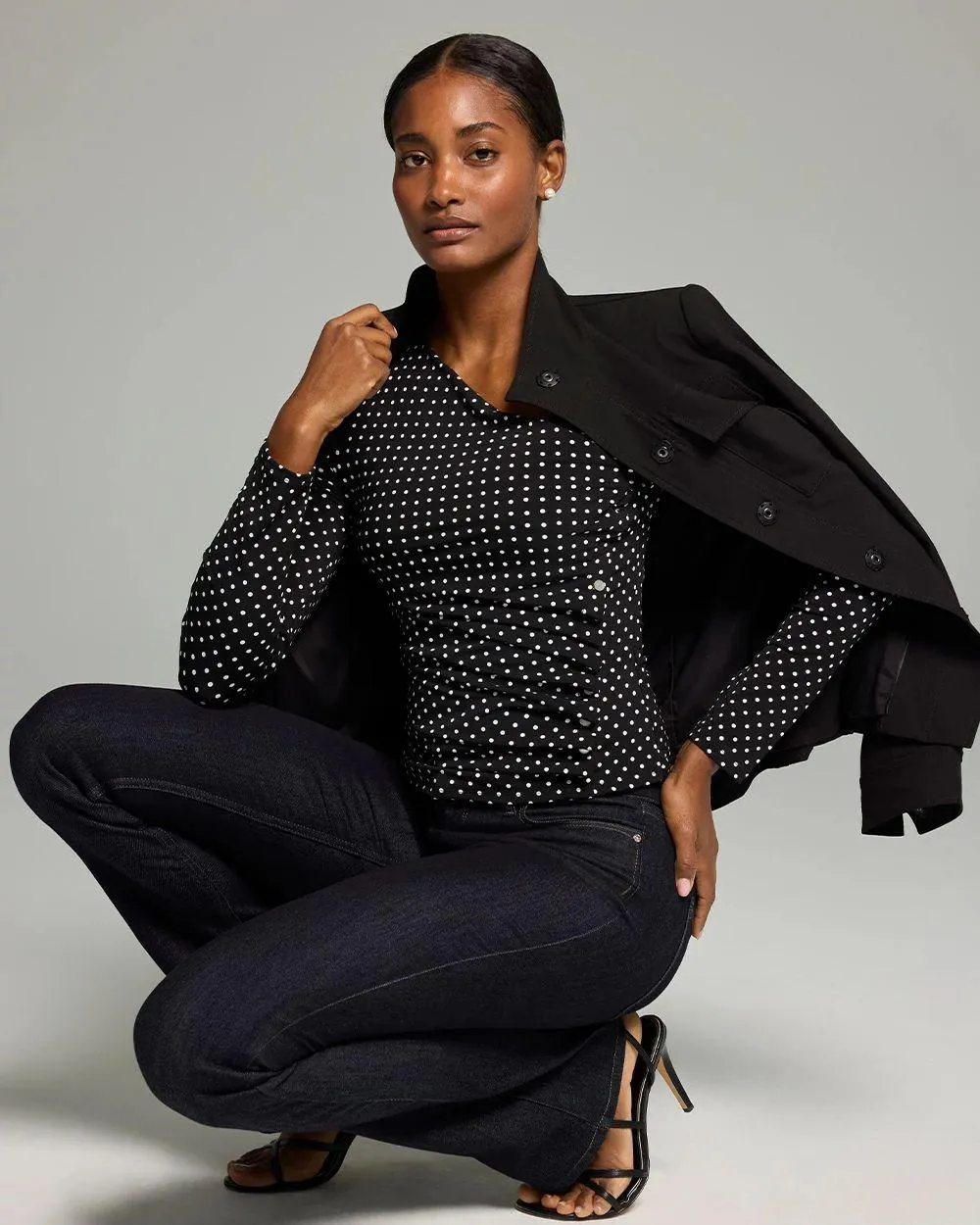 Ruched Button Trimmed Top