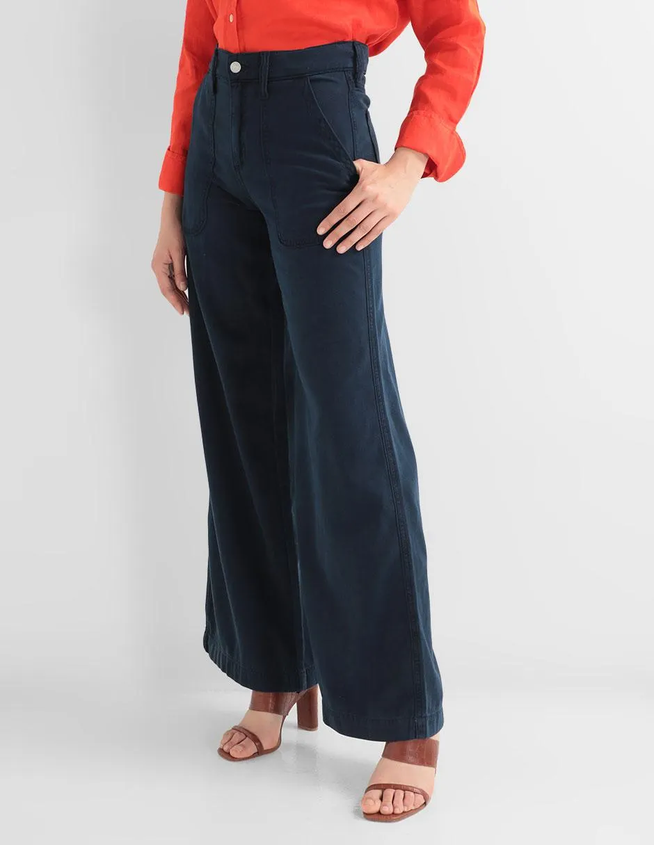 Jeans petite wide leg corte cintura alta para mujer