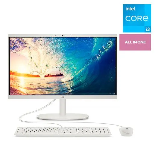 Computadora All In One Hp 22 DG0000LA Intel Core i3 FHD 21.5 pulg. 512gb SSD 8gb RAM Blanco