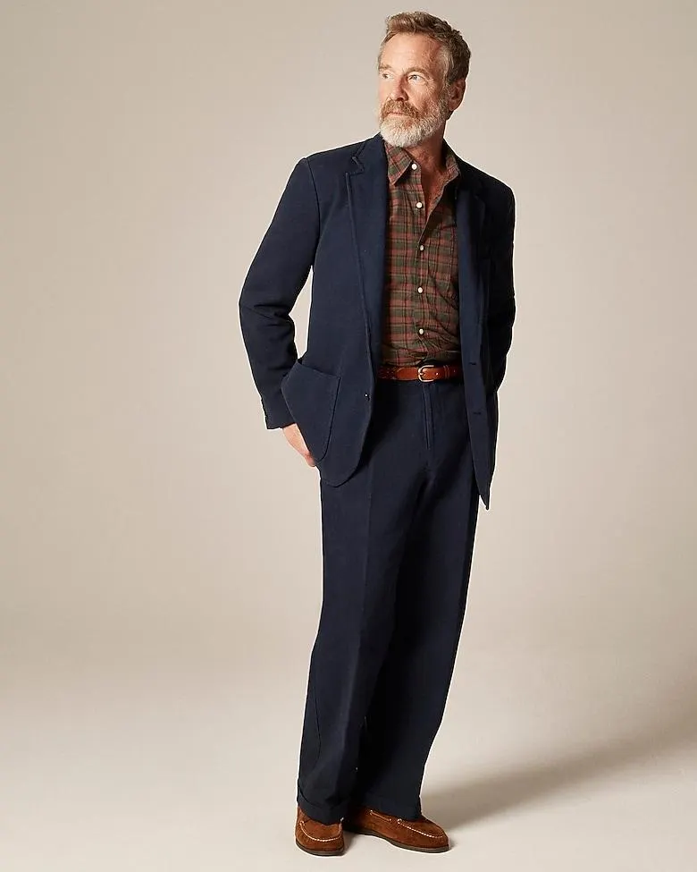 Relaxed-fit suit jacket in garment-dyed Italian cotton twill
