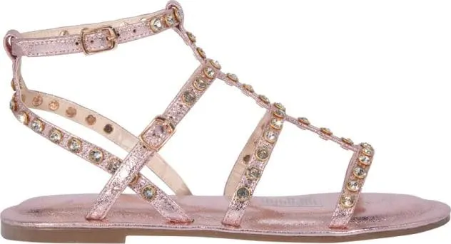 sandalia plana con estoperoles