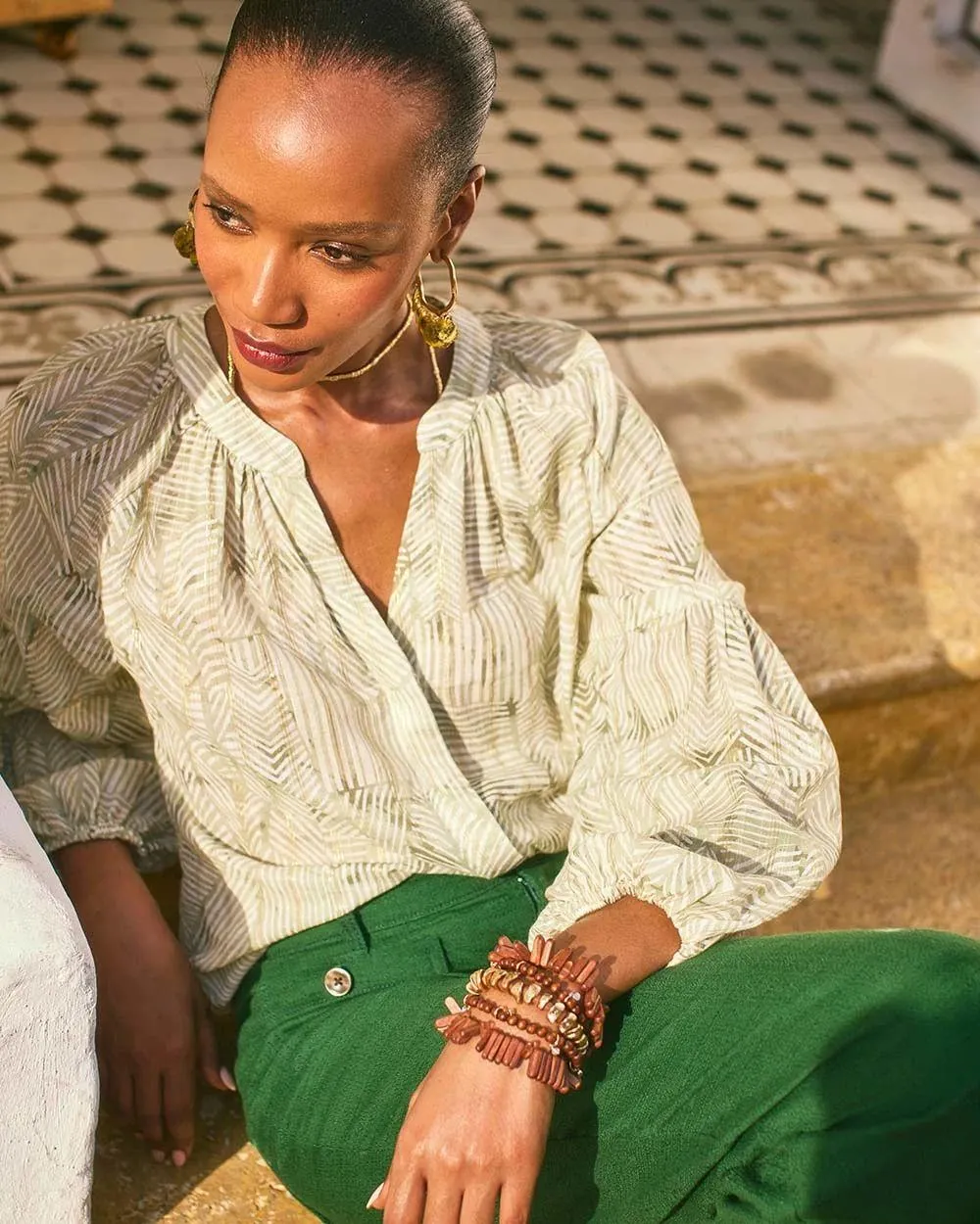 Lurex Stripe Cotton Blouse