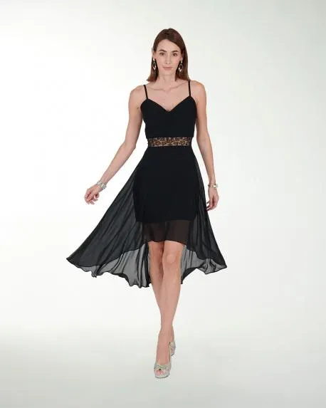 VESTIDO CC LISO CON ADORNO EN CINTURA