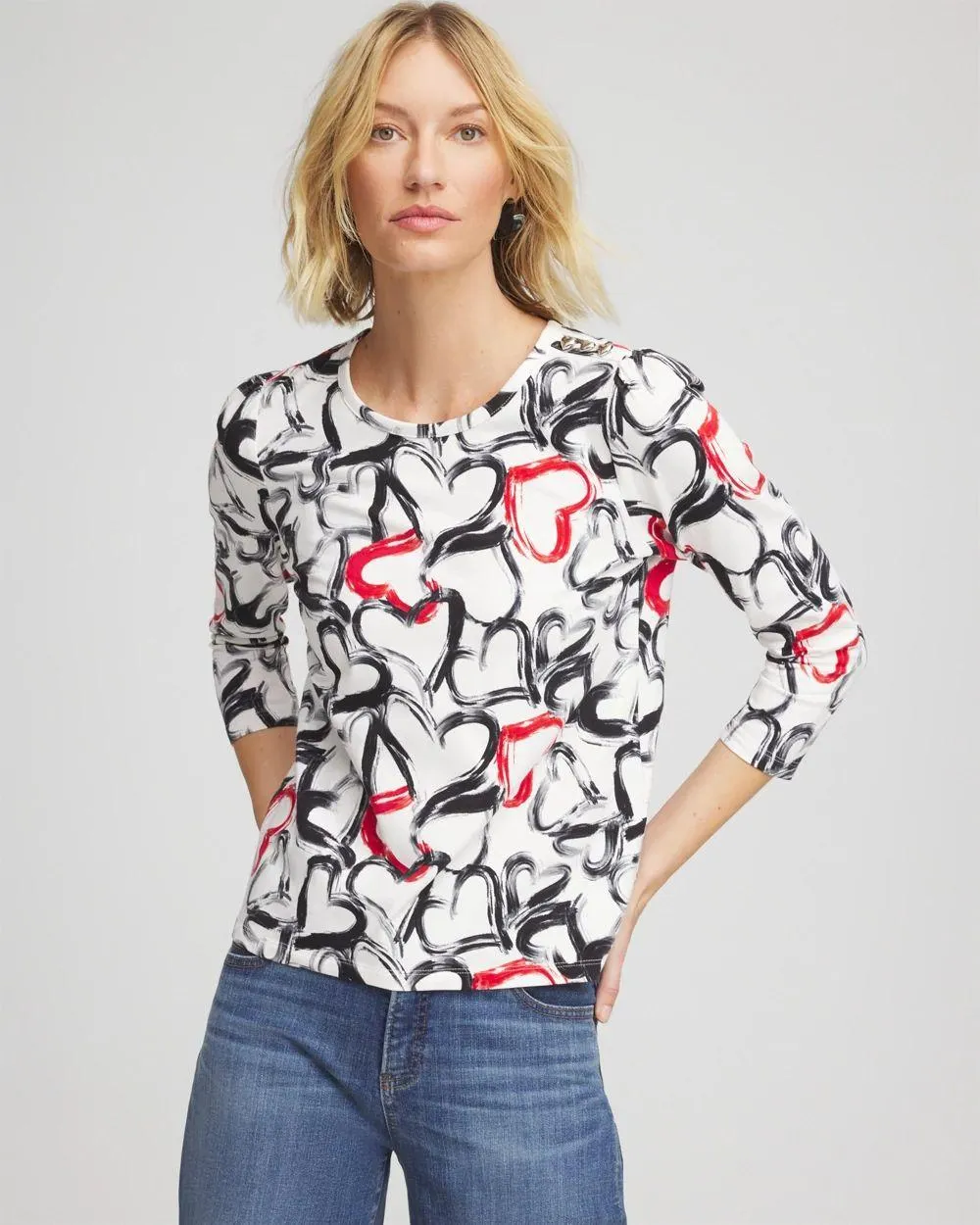 Love Brush Button Heart Tee