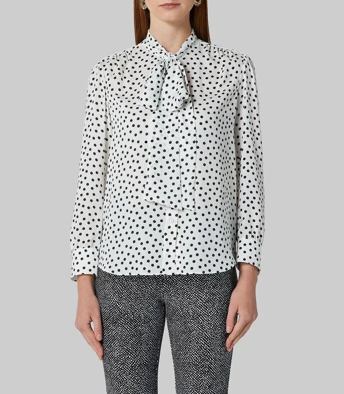 Camisa con polkadots y manga larga Mujer