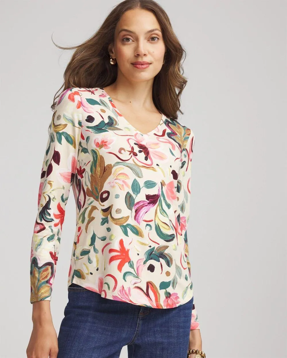 Floral Touch of Cool ™ V-Neck Layering Tee
