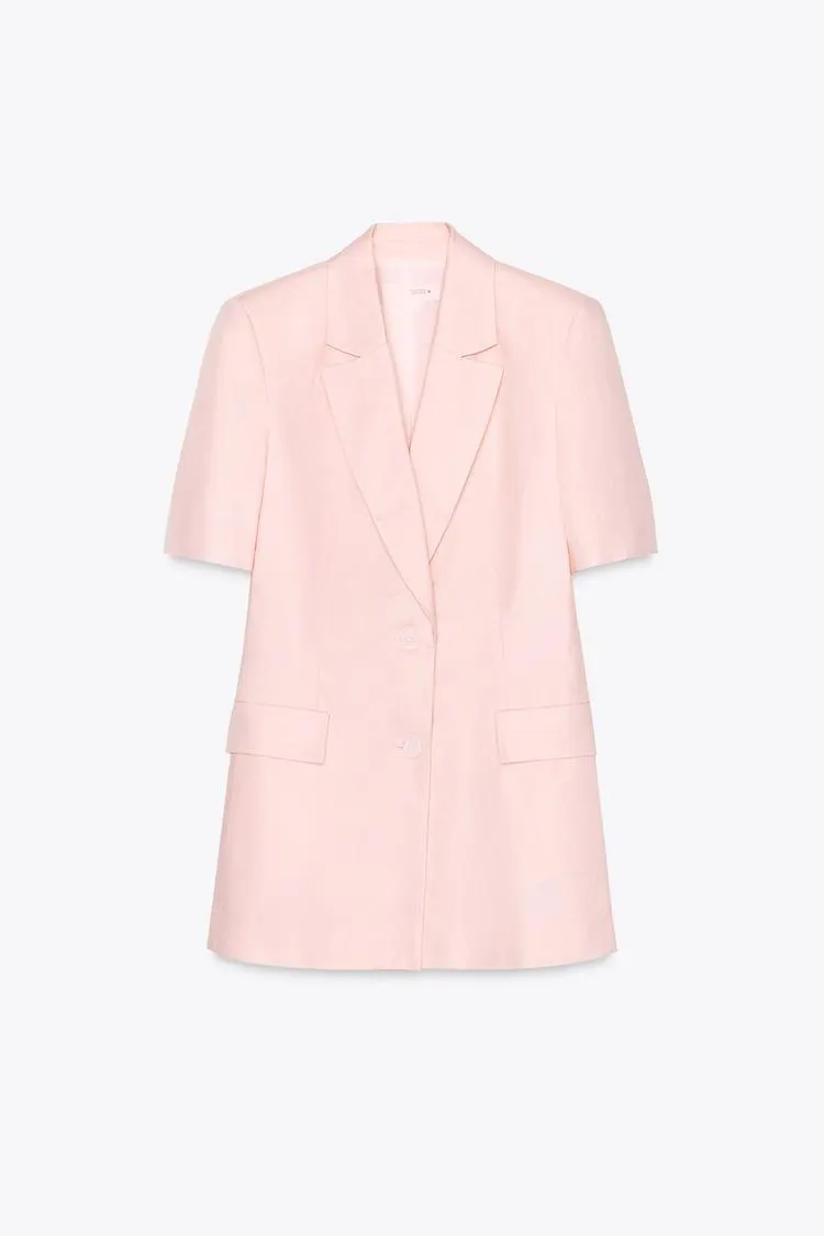 BLAZER ENTALLADO MANGA CORTA CON LINO