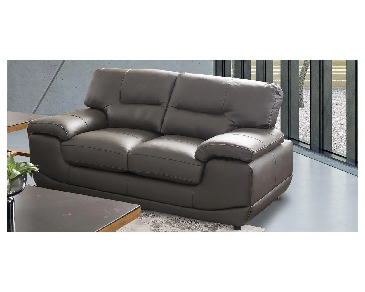 Sofá 2 Plazas Piel Match Lazzio Gris (Boal)