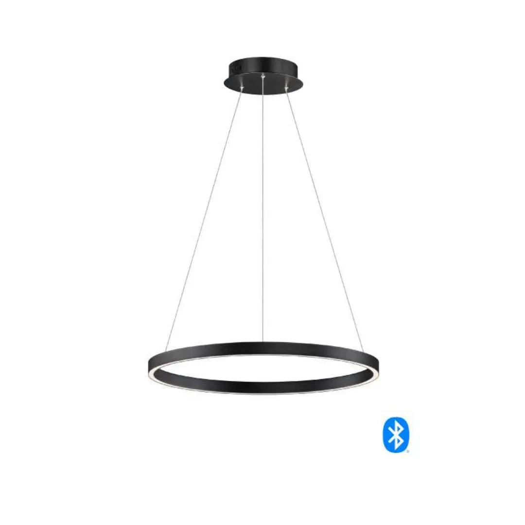 Lámpara led colgante con Bluetooth Color Negro Alumino y Acrilico