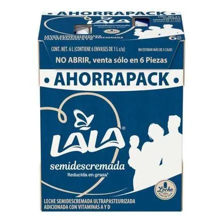 Leche UHT Lala Semidescremada 1 Litro 6 Piezas UE
