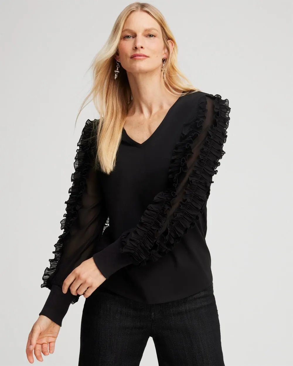 Chiffon Pleat Sleeve Tee