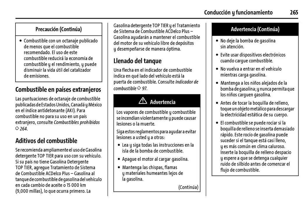Catálogo de Chevrolet Corvette Stingray Manual del propietario 22 de enero al 31 de diciembre 2025 - Pagina 266