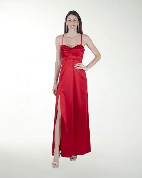 VESTIDO CL WARP CON DRAPEADO EN ESCOTE