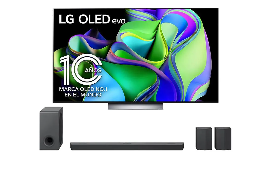 Pantalla LG OLED evo 77'' C3 4K SMART TV con ThinQ AI + LG Sound Bar S95QR