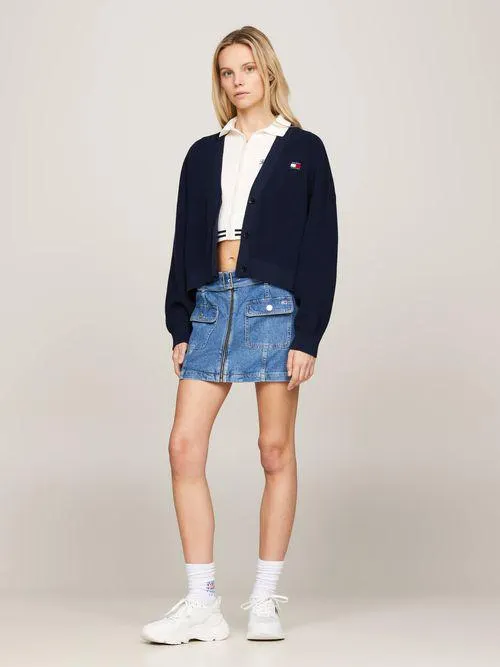 Cárdigan con cuello de pico y logo trasero de mujer Tommy Jeans