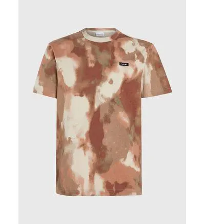 Playera Calvin Klein Camo Print Hombre Naranja
