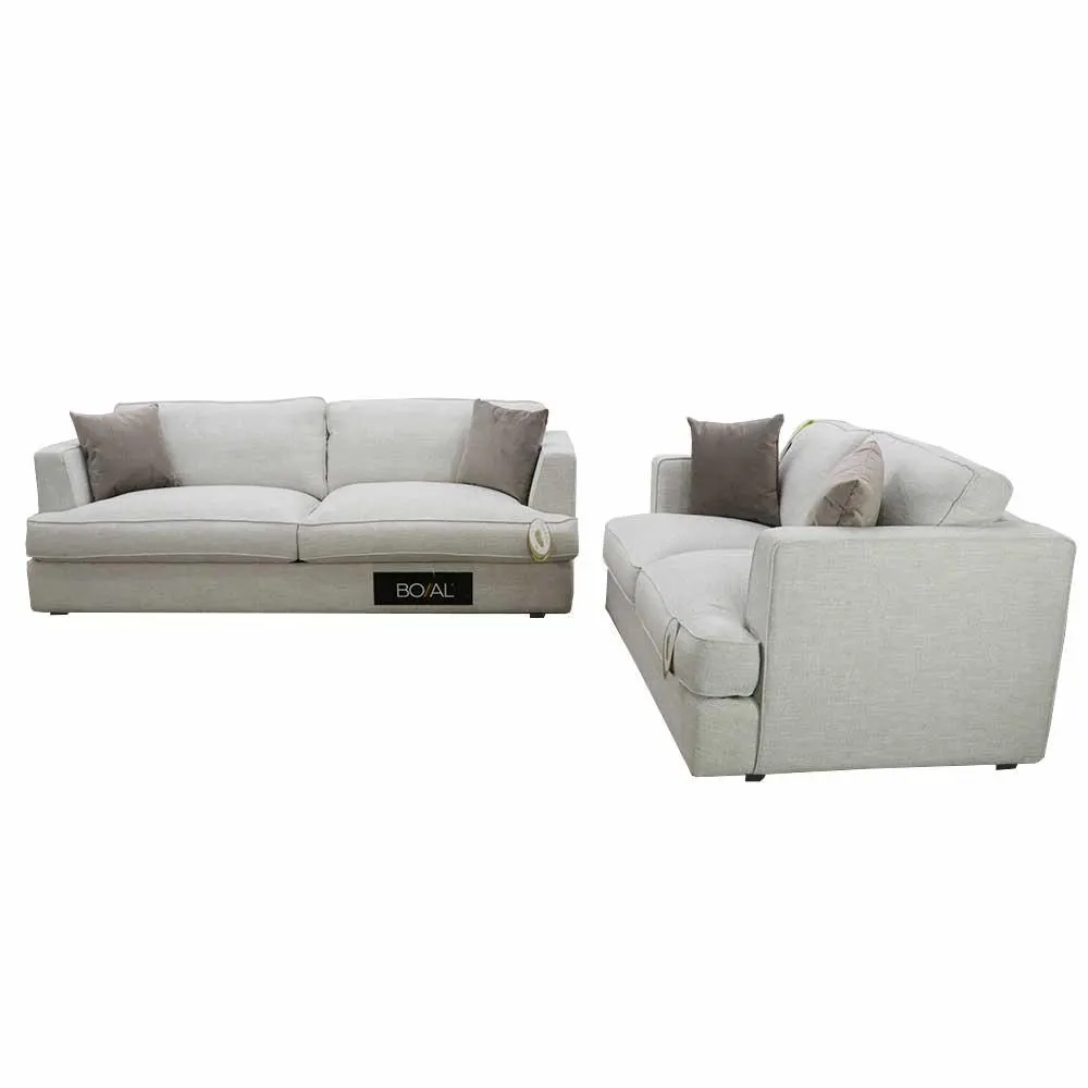 Sala 3.2 Sicily en color beige en tela nahia white con cojines