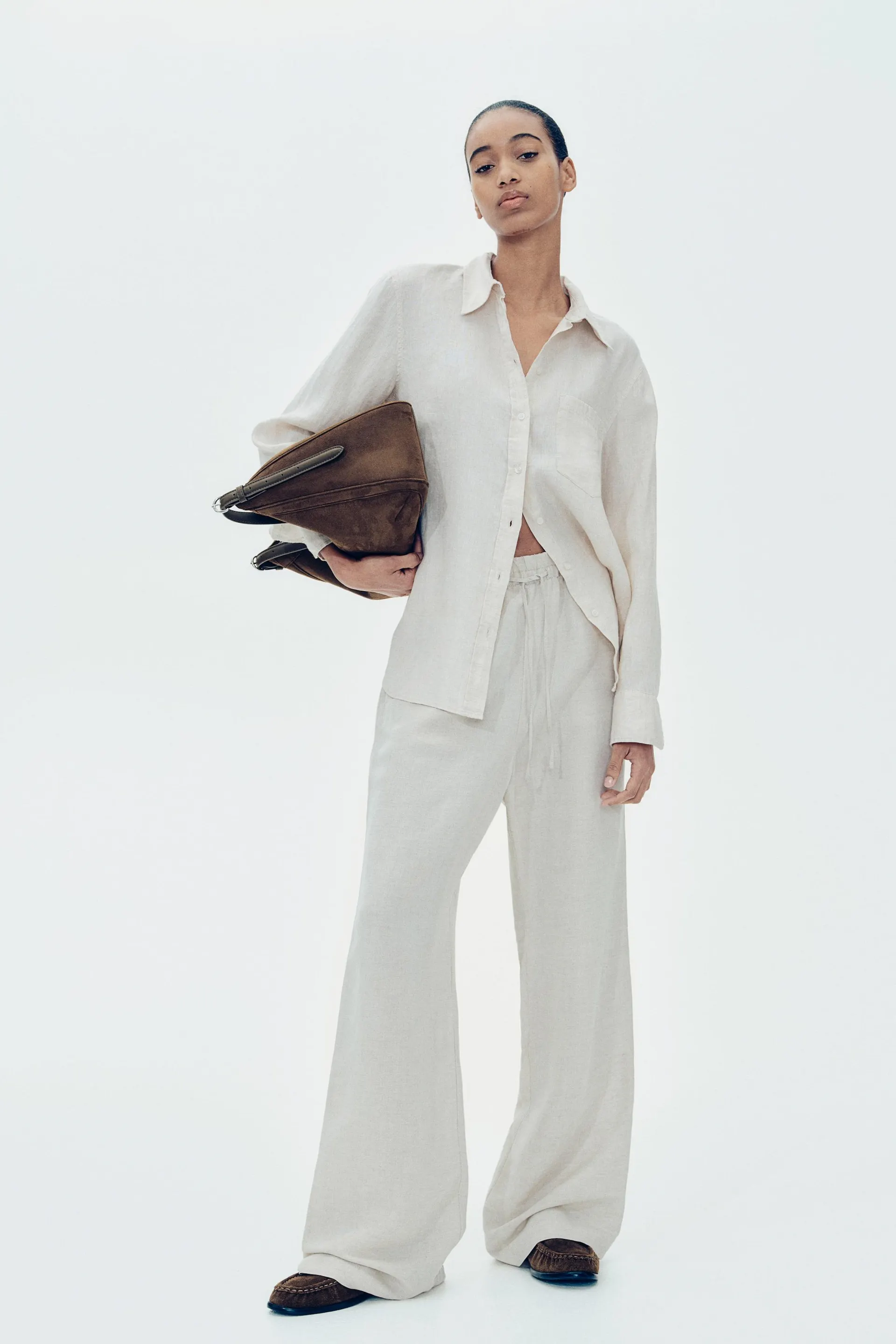 Linen-blend trousers