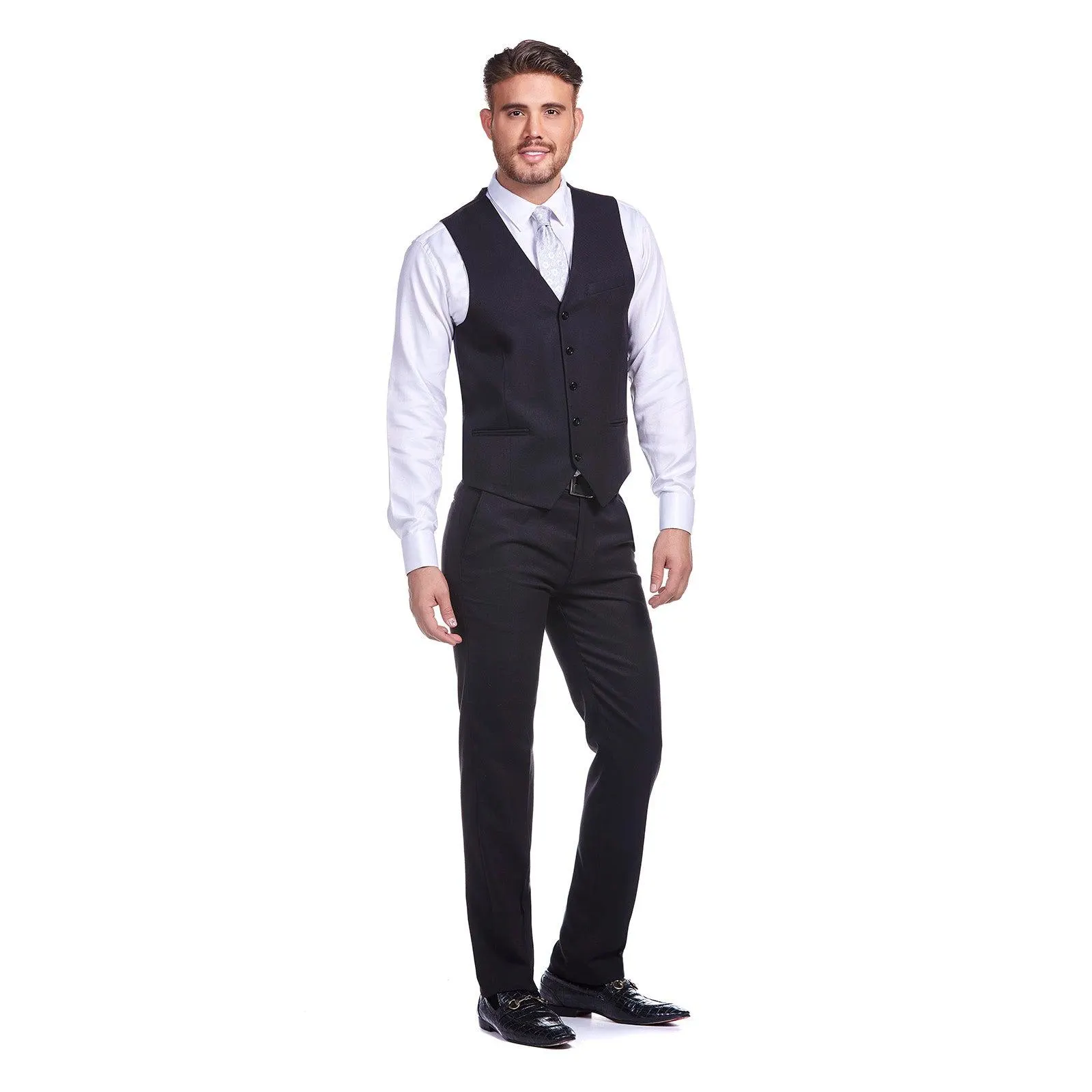 Chaleco de vestir liso para hombre | Negro | Slim Fit