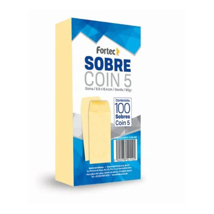Sobre Coin Ante Fortec C/100 8.8 x 16.4 cm. 90 g.